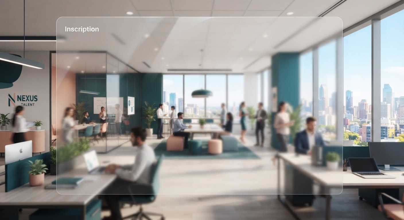 A bright, contemporary office seen through a translucent overlay